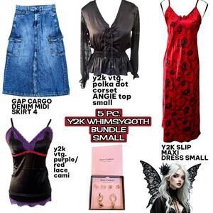 Y2K VTG. 5 PC. WHIMSYGOTH GRUNGE DRESS SKIRT TOPS SMALL BUNDLE  BUNDLE #5